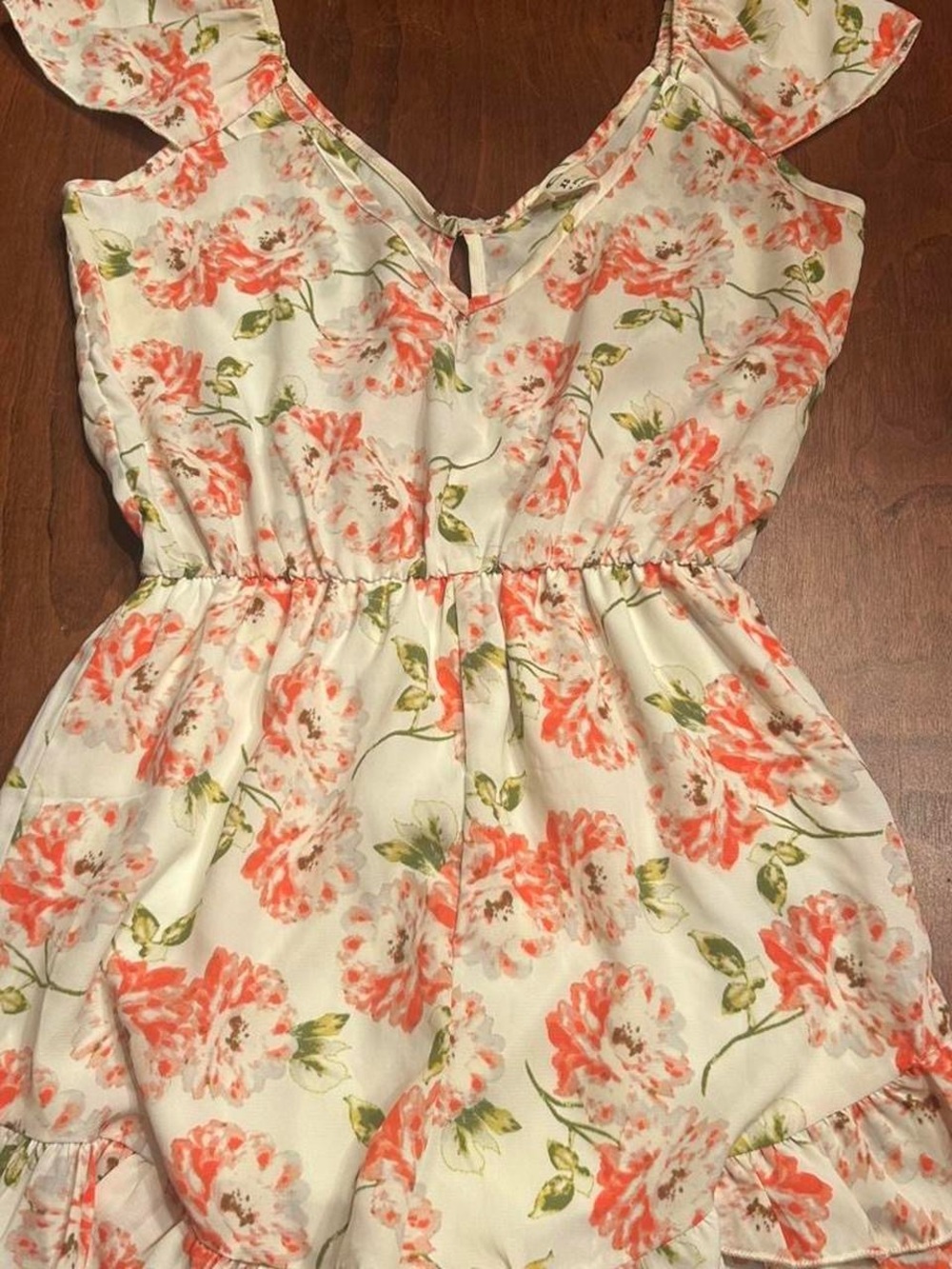 Needles Coral Floral Kids Romper in Cream